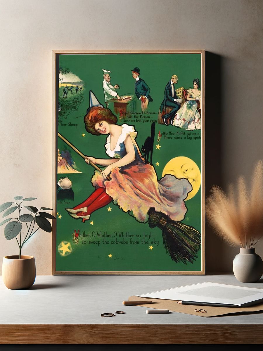 Whimsical Nursery Rhyme Illustration Poster. — room view 2