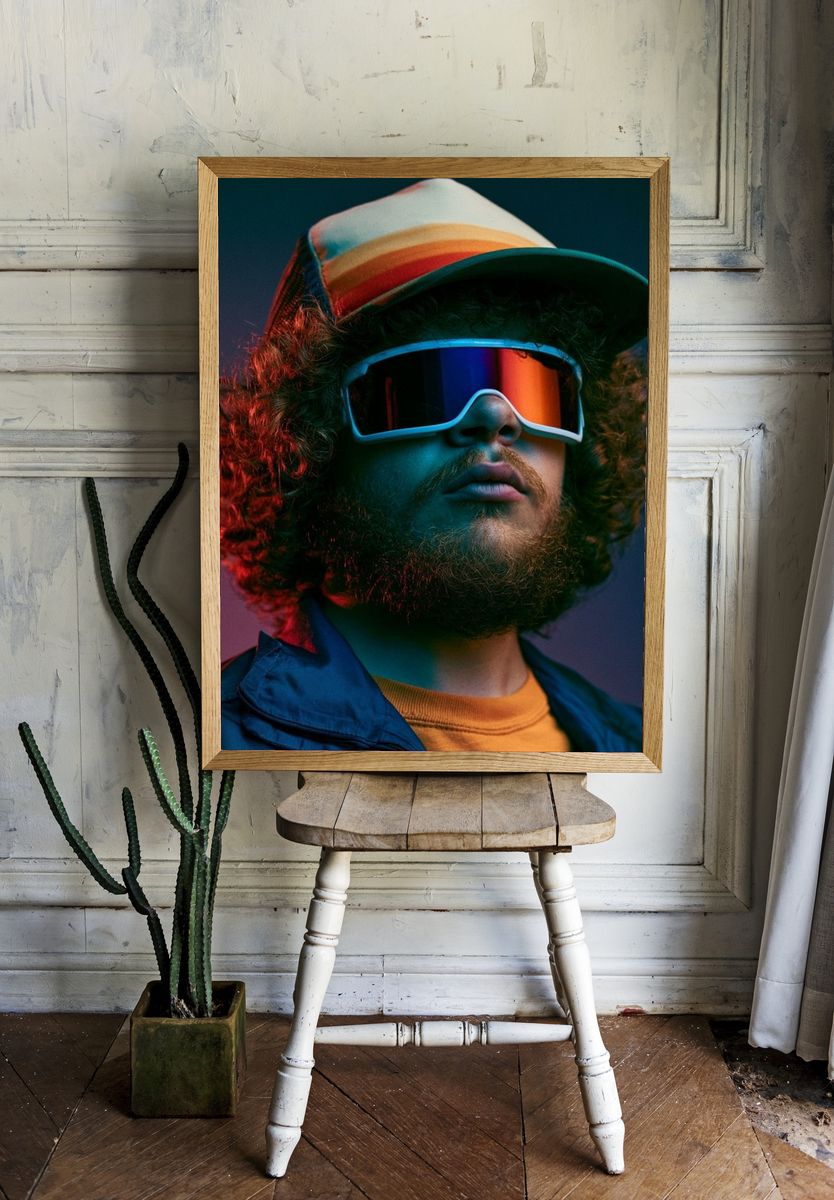 Neon Retro Portrait Poster. — room view 1
