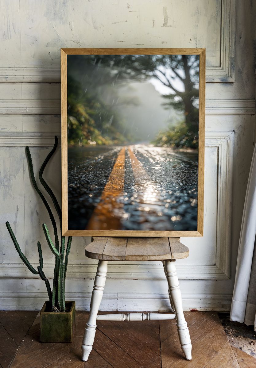 Rainy Road — Nature Photography Poster. — room view 1