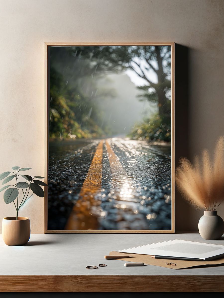 Rainy Road — Nature Photography Poster. — room view 2