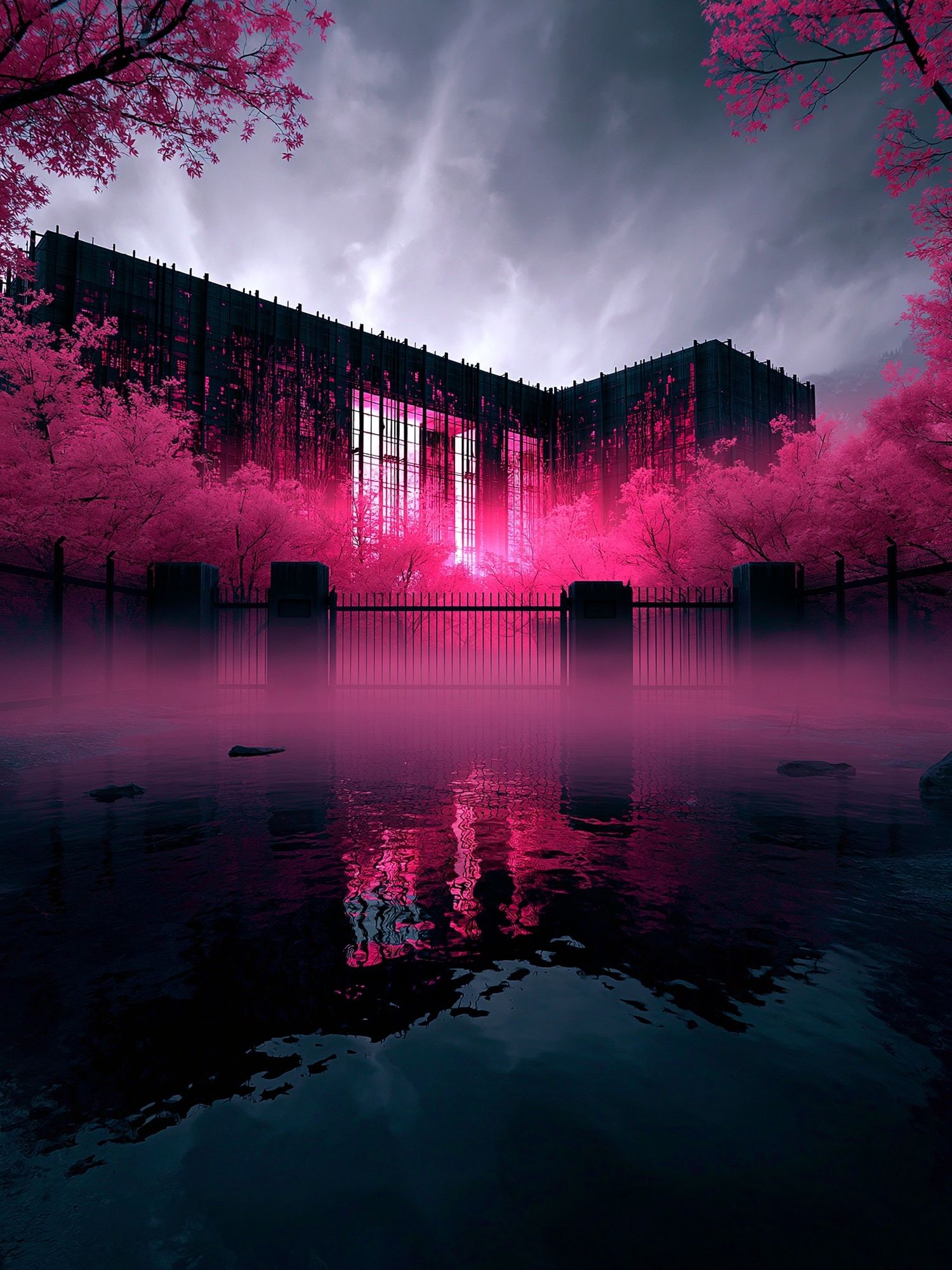 Neon Sakura Cityscape Poster. poster — illustration art