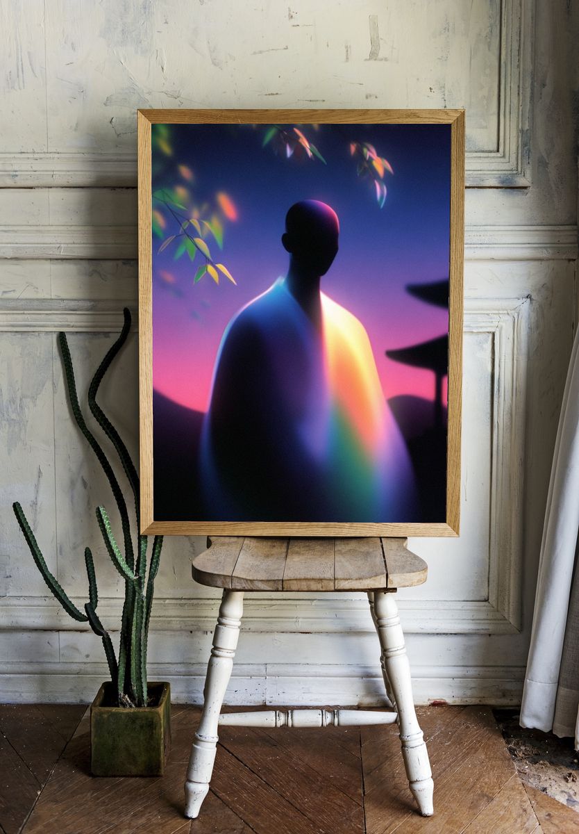 Neon Silhouette Dreamscape Poster. room preview