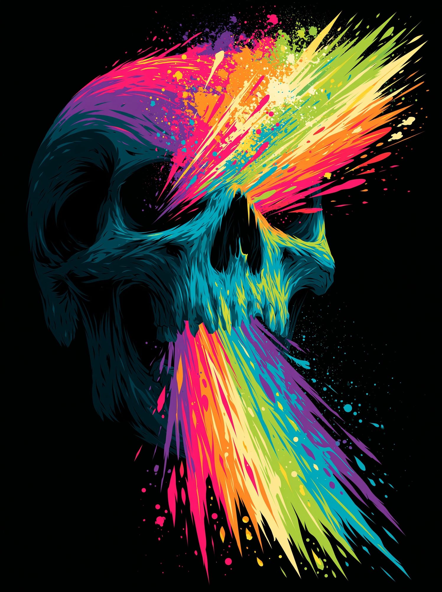 Neon Skull Splash Poster. poster detail