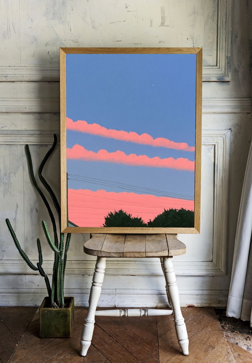Pink Cloud Sunset Sky Poster. — room view 1