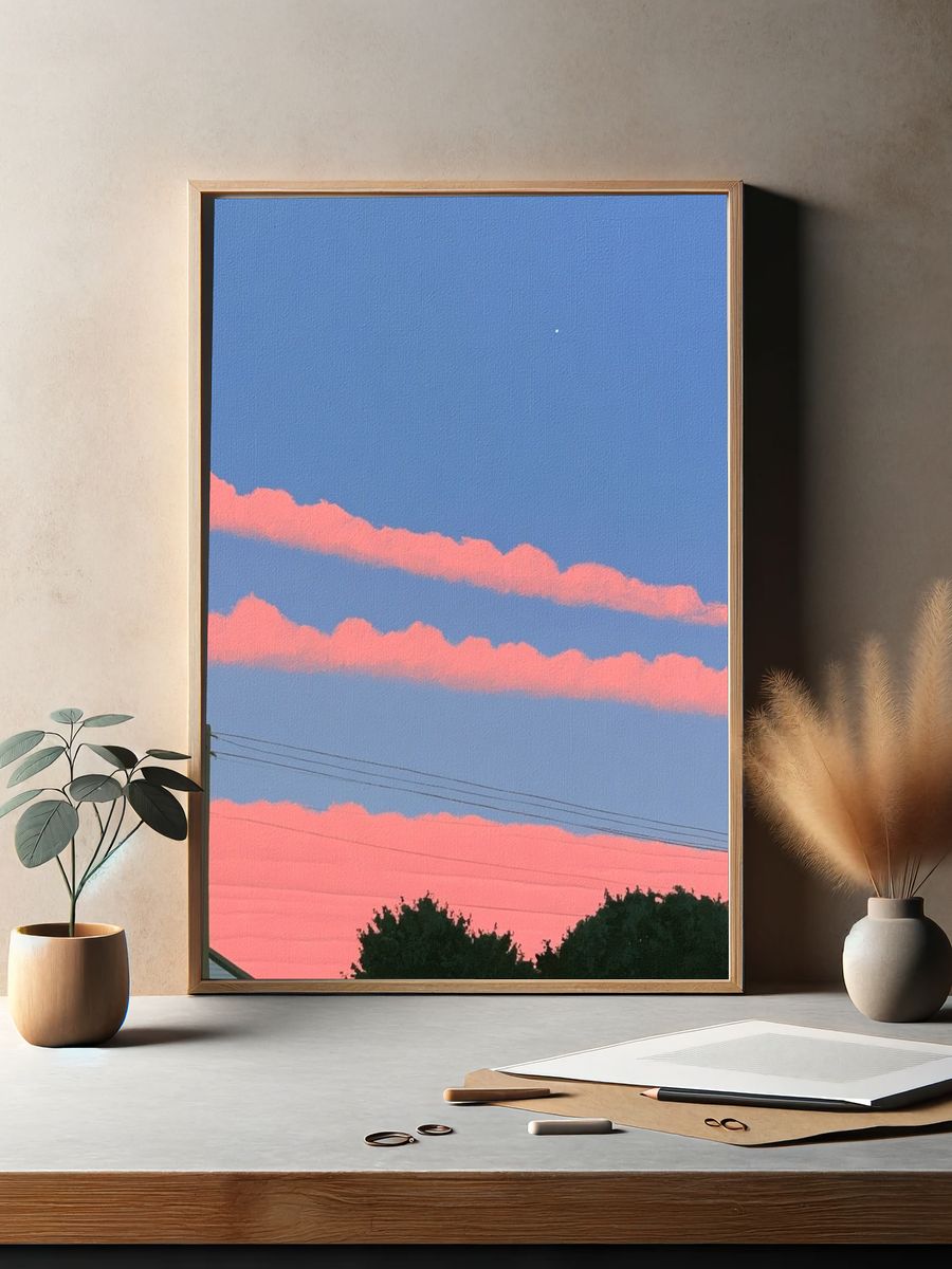 Pink Cloud Sunset Sky Poster. — room view 2