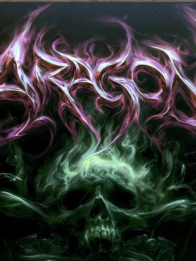 Neon Skull Smoke Illustration Poster. poster