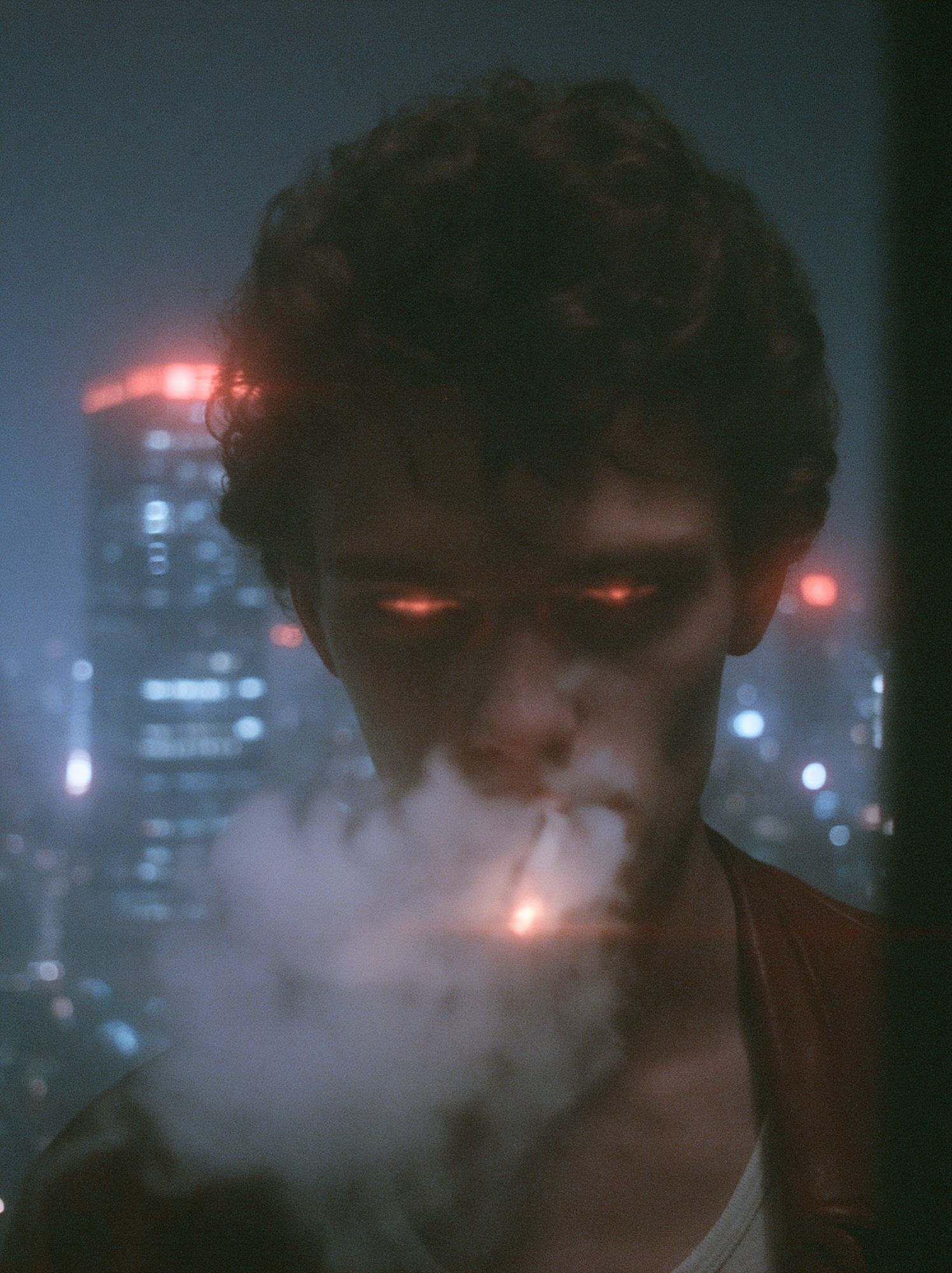 Neon Smoke Portrait Poster. poster — photography art