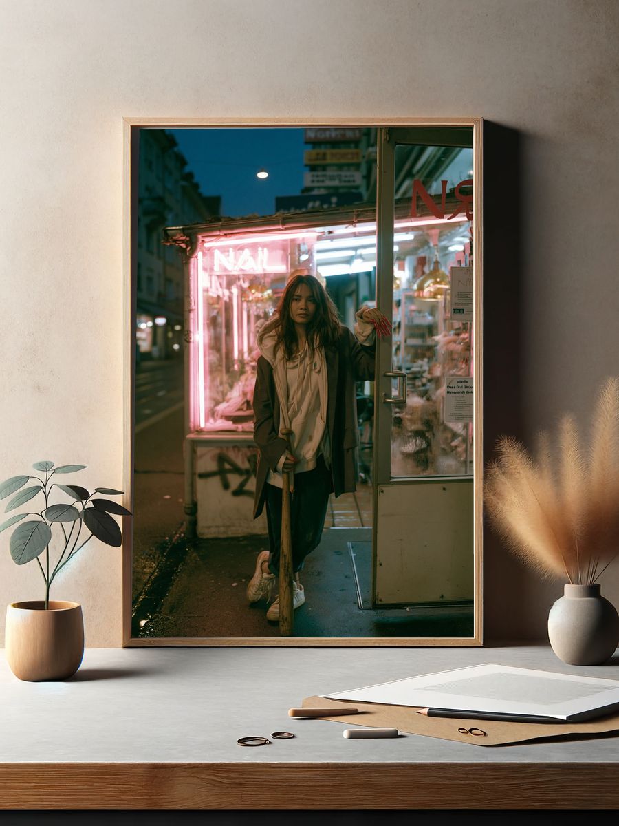 Neon Street Portrait Photography Poster. — room view 2