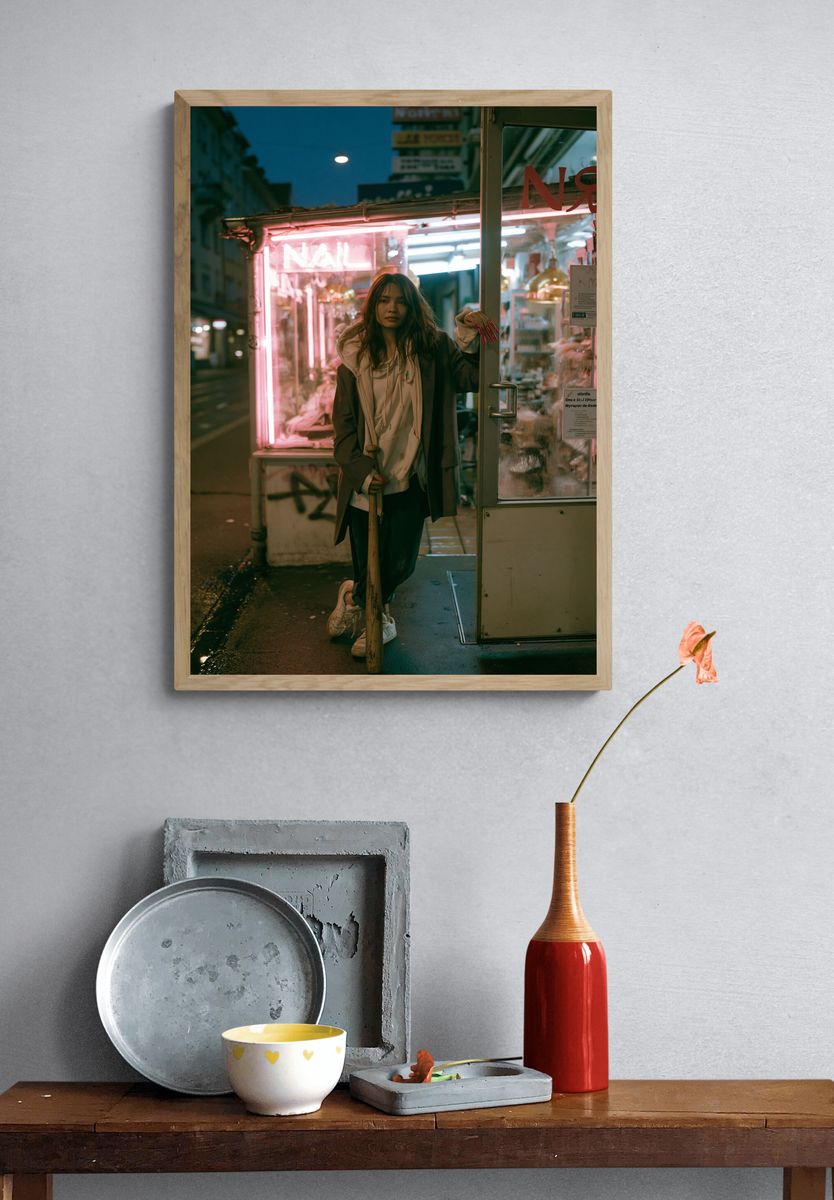 Neon Street Portrait Photography Poster. — room view 3