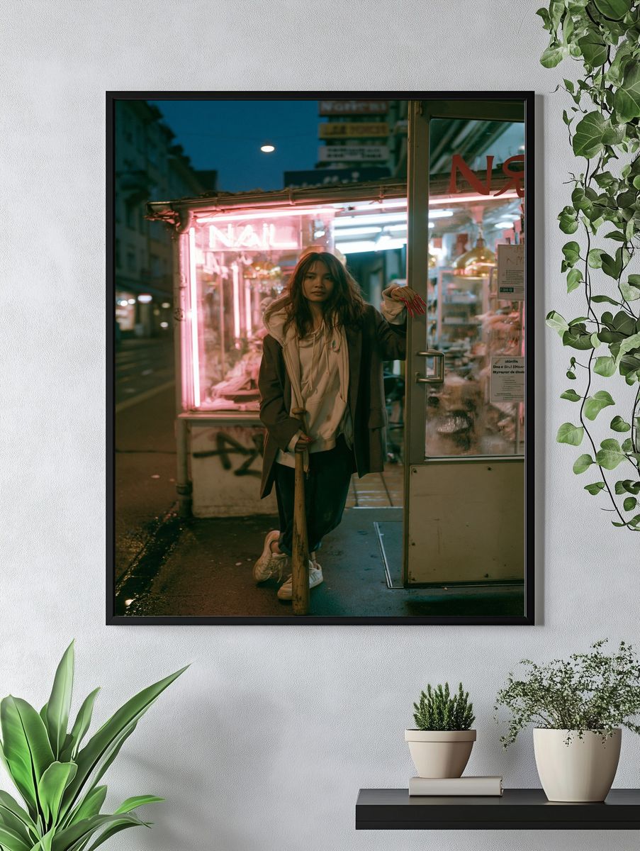 Neon Street Portrait Photography Poster. — room view 4