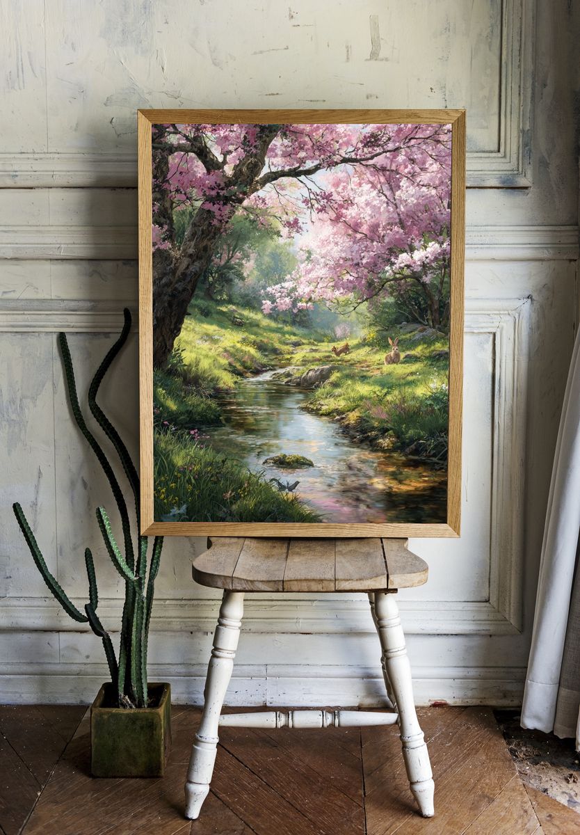 Cherry Blossom Stream — Nature Print room preview