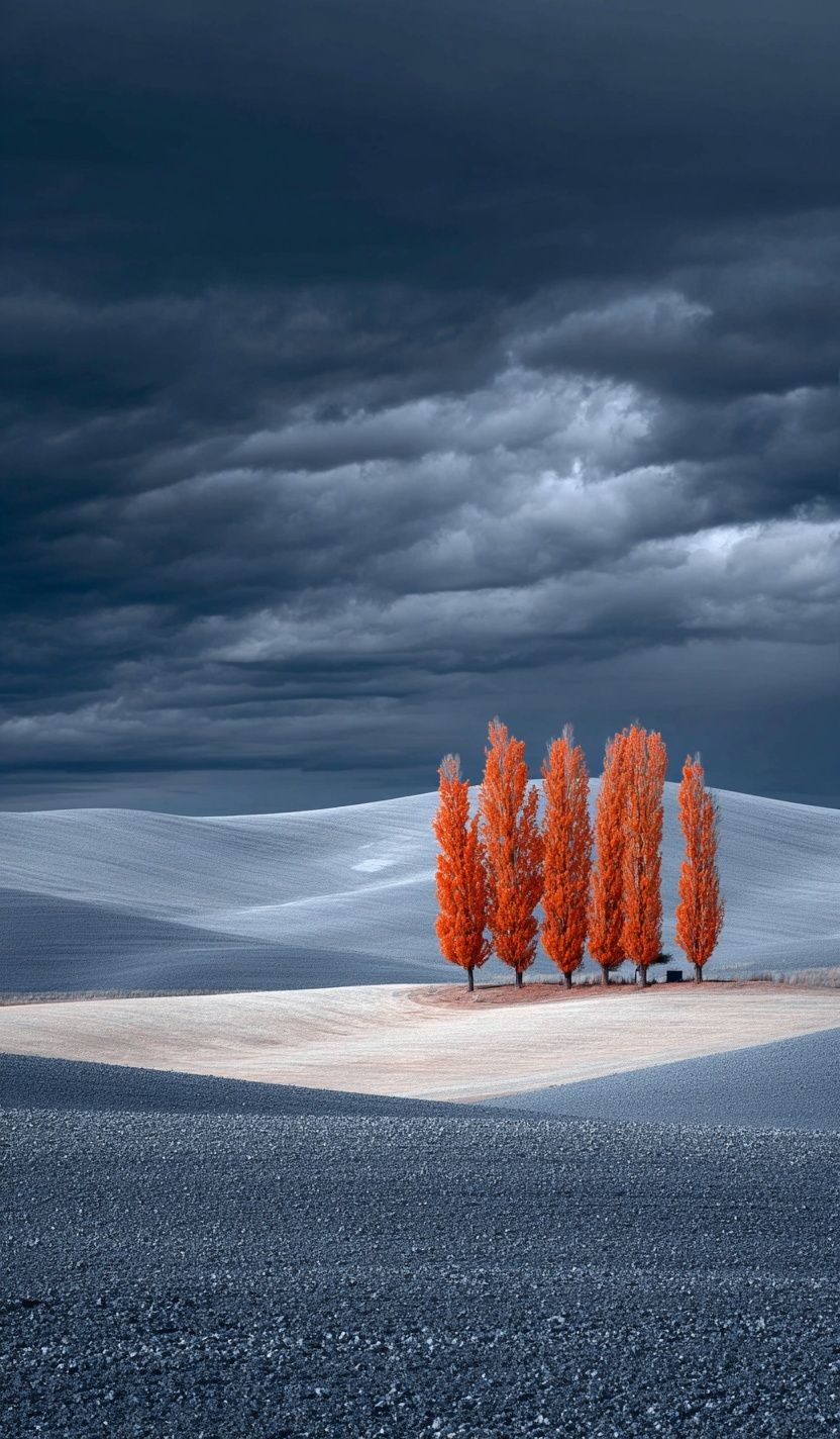 Autumn Trees in a Dramatic Landscape Poster. poster detail