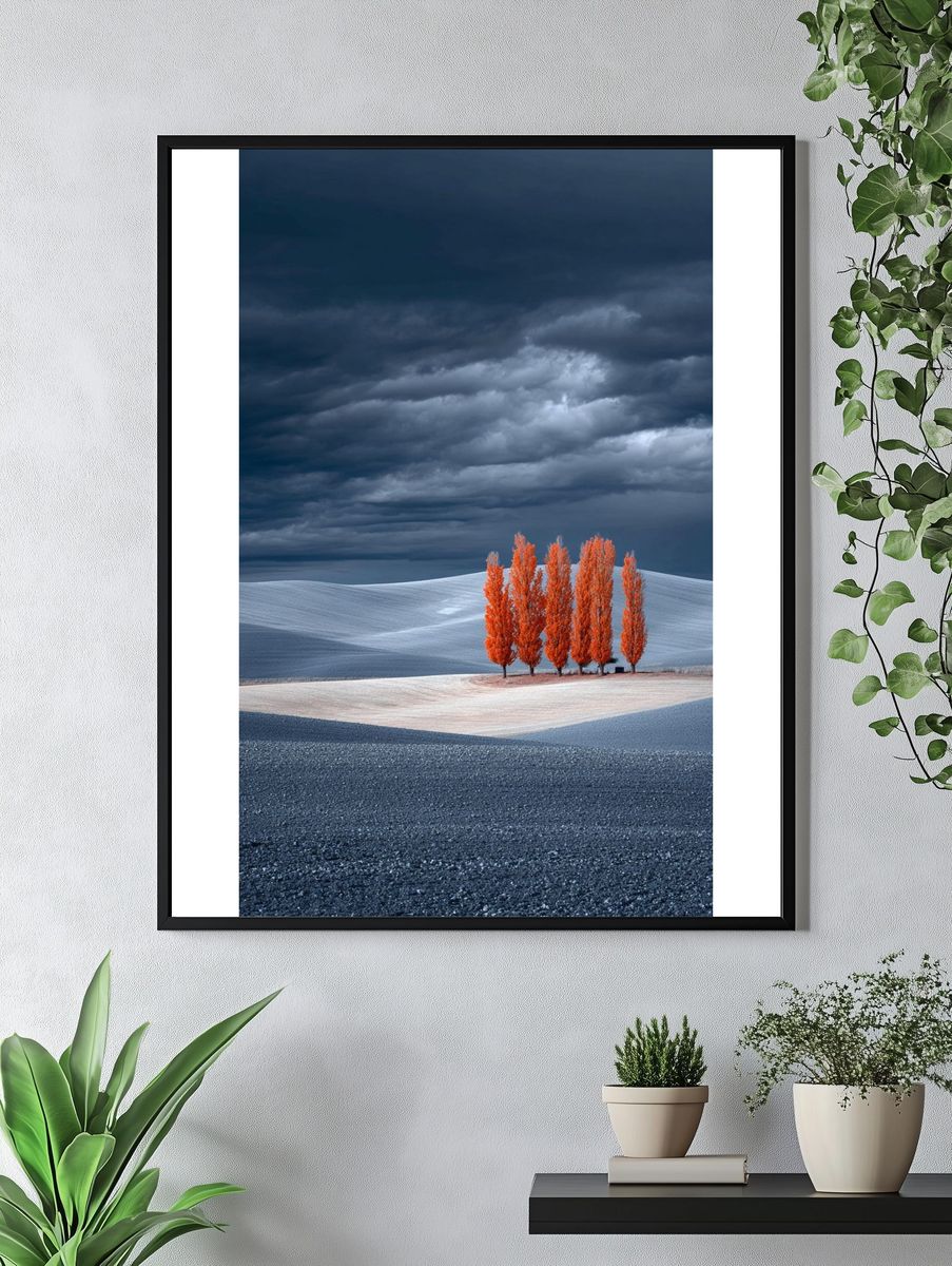 Autumn Trees in a Dramatic Landscape Poster. — room view 4