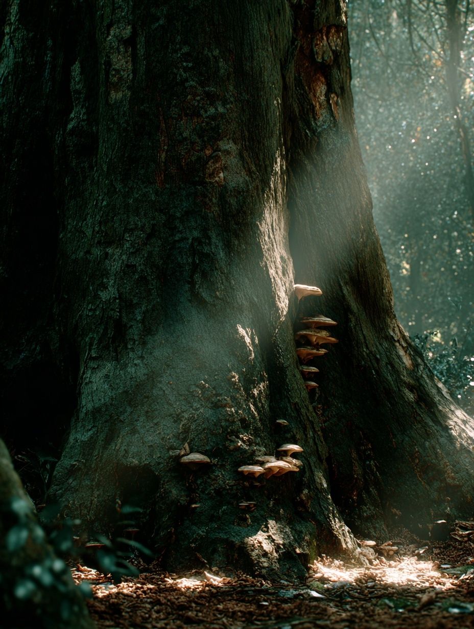 Mushroom Growth on Ancient Tree — Nature Print. poster detail