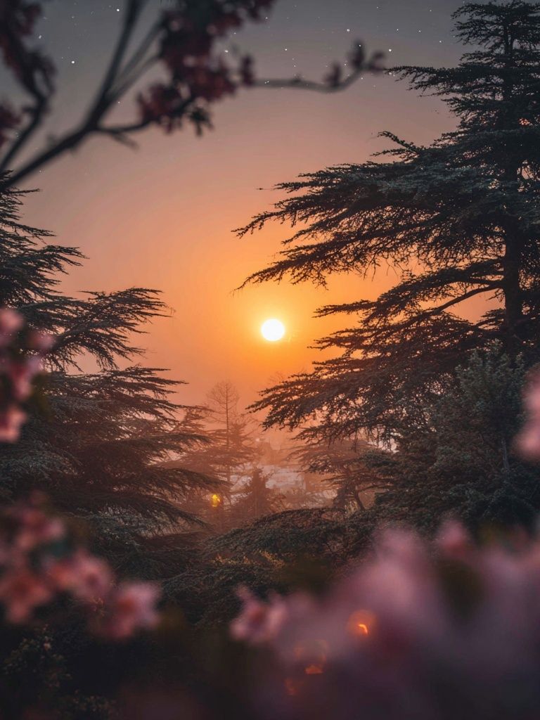 Sunset Through Blossoms — Nature Print. poster — nature art