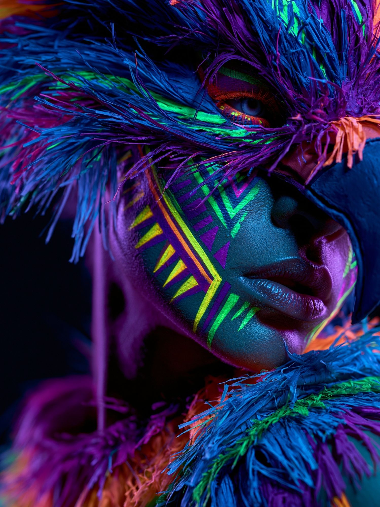 Neon Tribal Portrait Print. poster detail