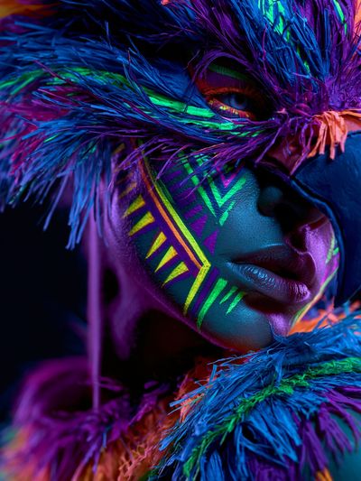 Neon Tribal Portrait Print.