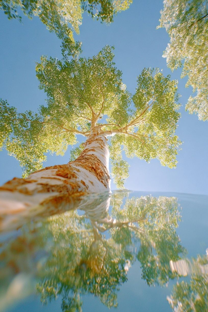 Birch Tree Reflection — Nature Print. poster — nature art