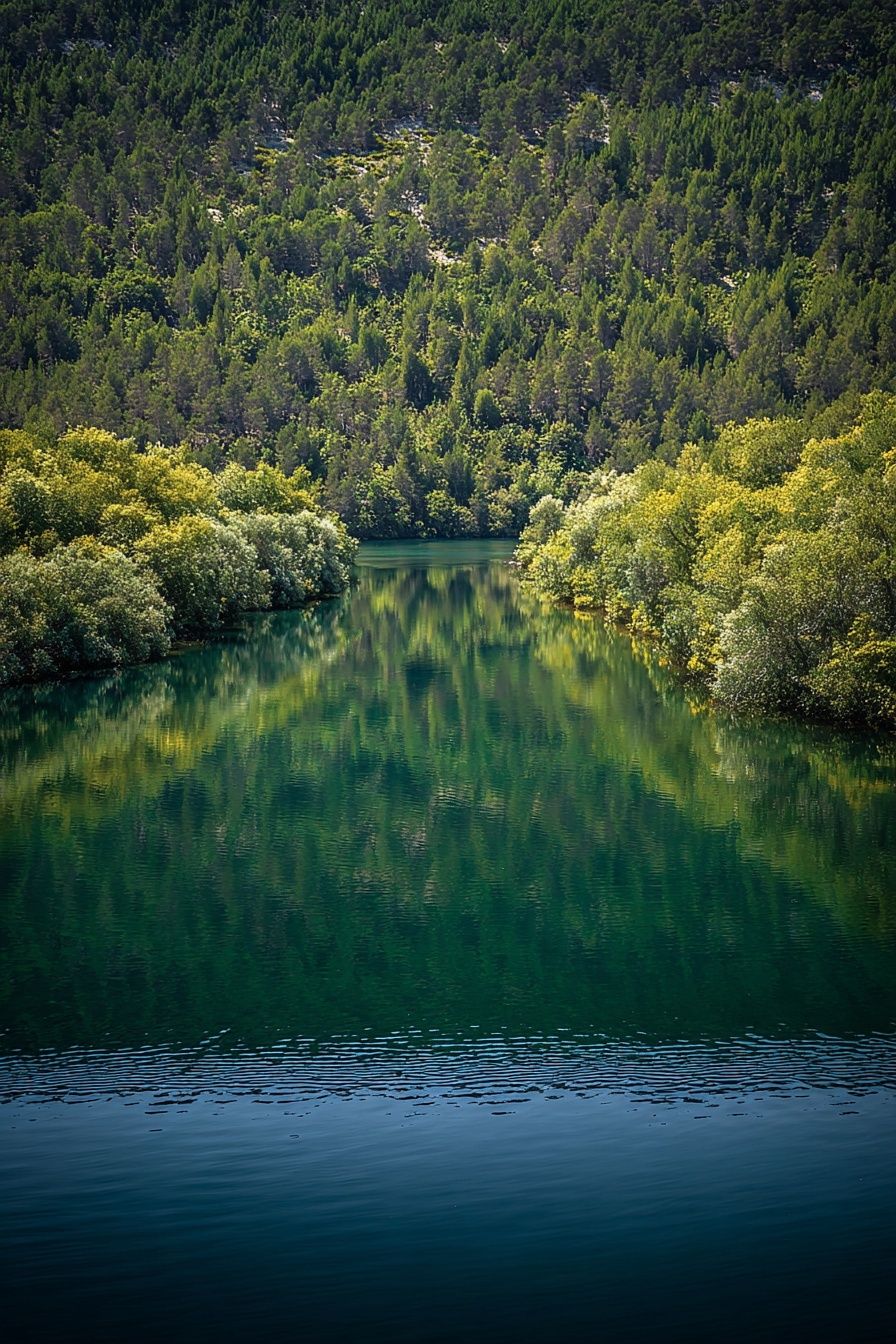 Serene River Reflection — Nature Poster. poster detail