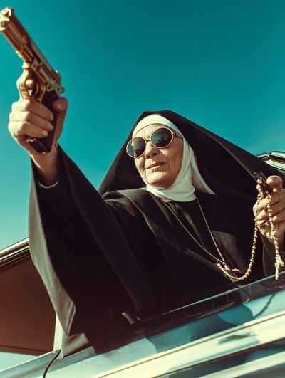 Nun with Gun — Pop Art Print. poster print