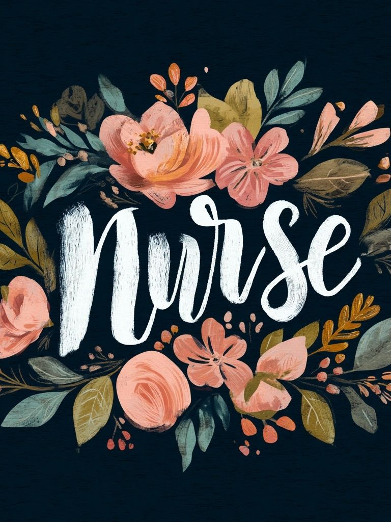 Nurse Floral Typography Poster. poster detail