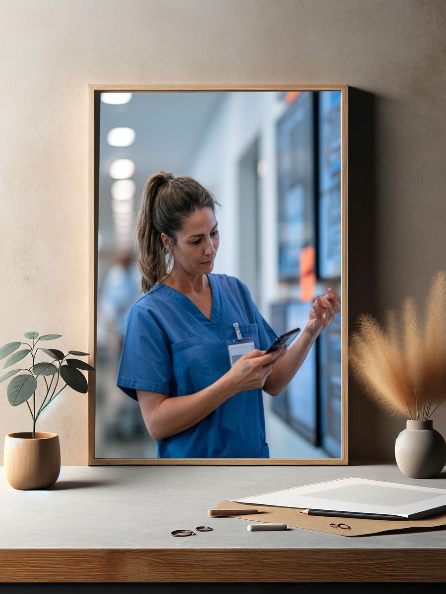 Nurse in Hospital Corridor Photography Poster. — room view 2