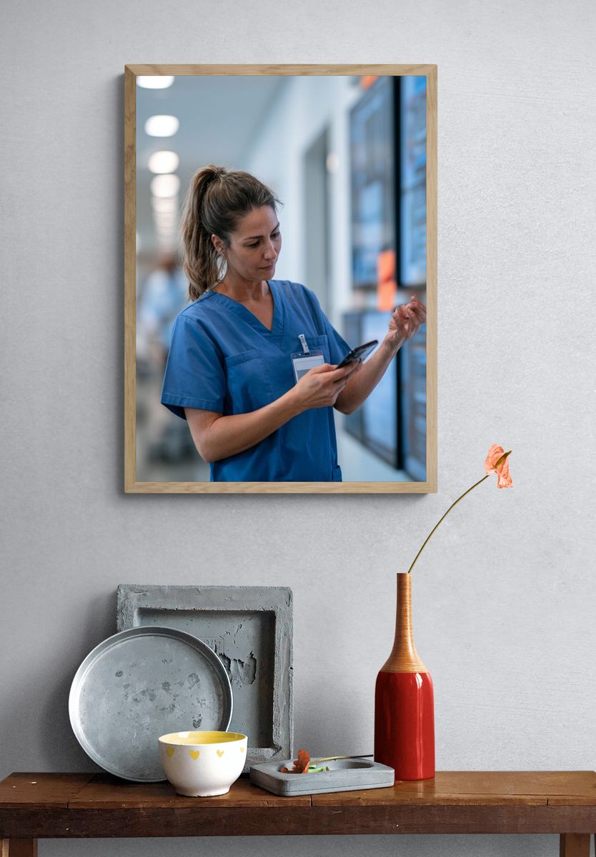 Nurse in Hospital Corridor Photography Poster. — room view 3