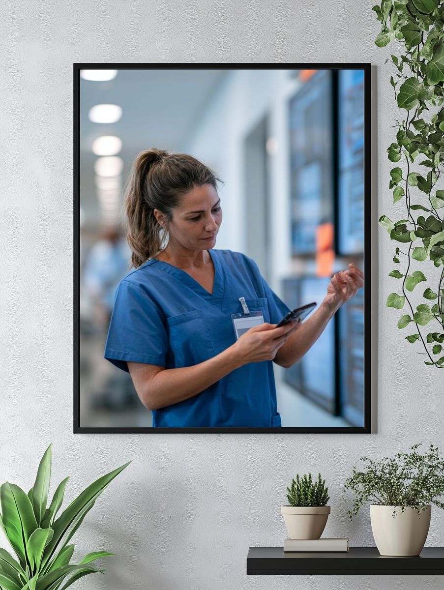 Nurse in Hospital Corridor Photography Poster. — room view 4