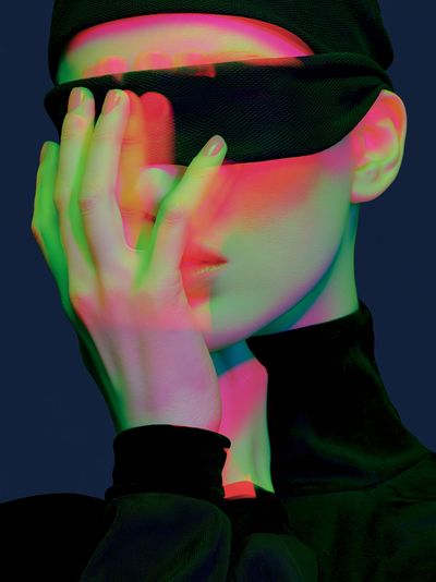 Neon Veil Portrait Print. poster
