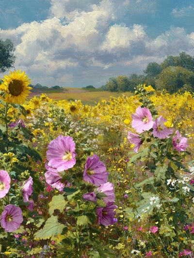 Sunflower and Wildflower Field — Fine Art Print. poster