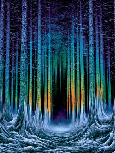 Neon Winter Forest Poster. poster