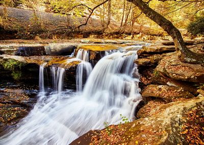 Serene Waterfall in Autumn — Nature Print