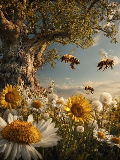 Bees and Wildflowers — Nature Print