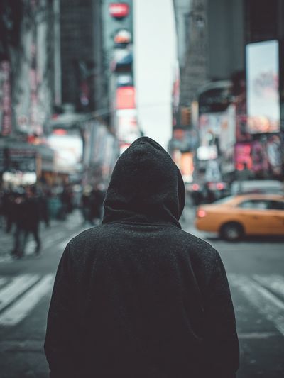 Mysterious Figure in Times Square — Urban Photography Print. poster print