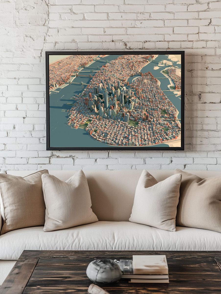 New York City Aerial Print. — room view 1