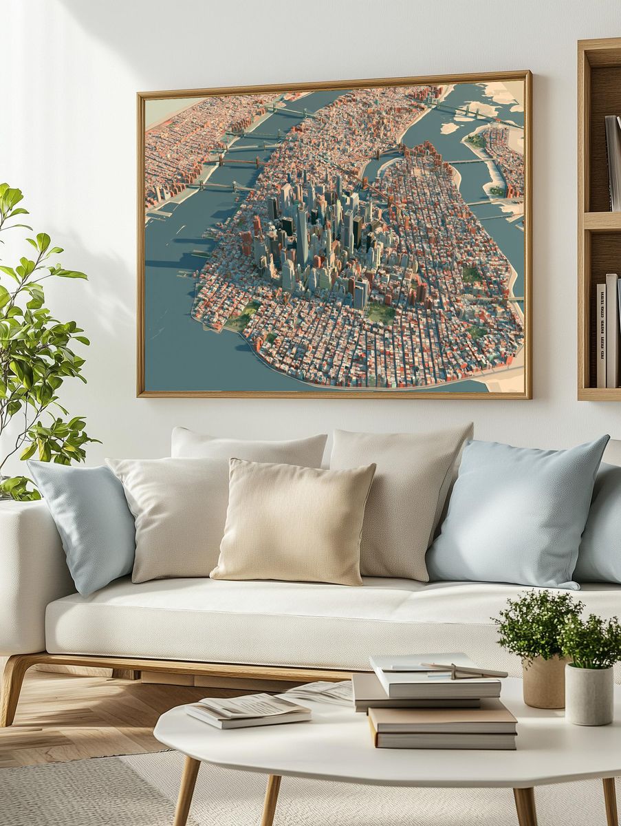 New York City Aerial Print. — room view 2