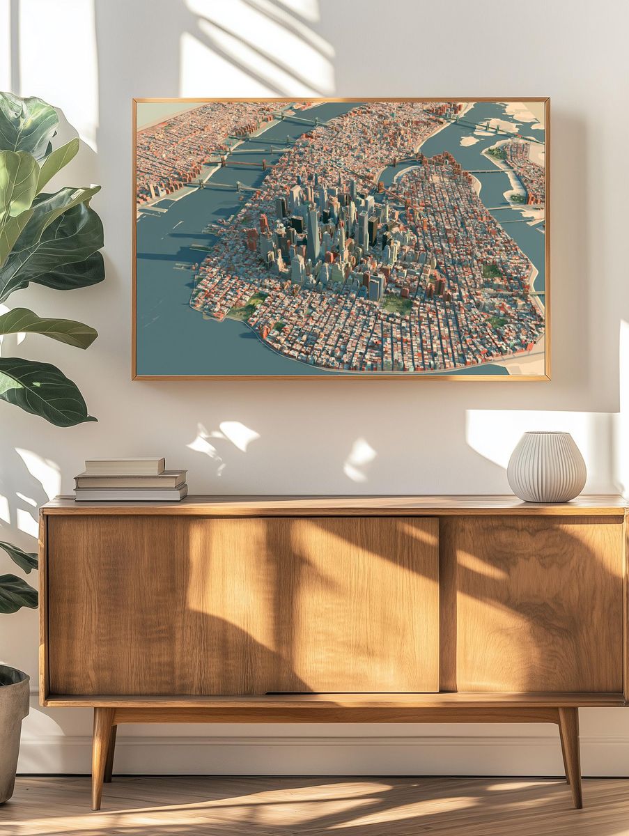 New York City Aerial Print. — room view 3