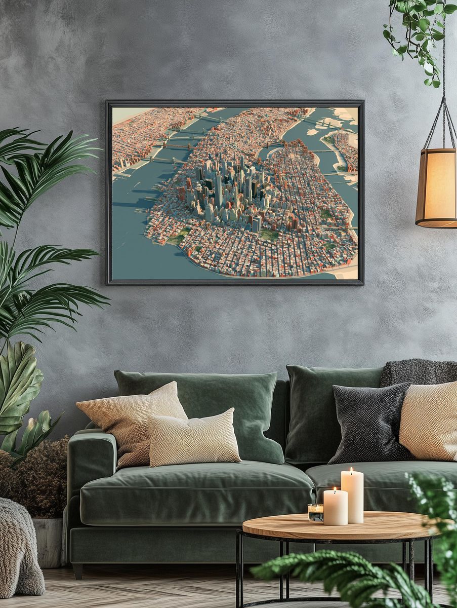 New York City Aerial Print. — room view 4
