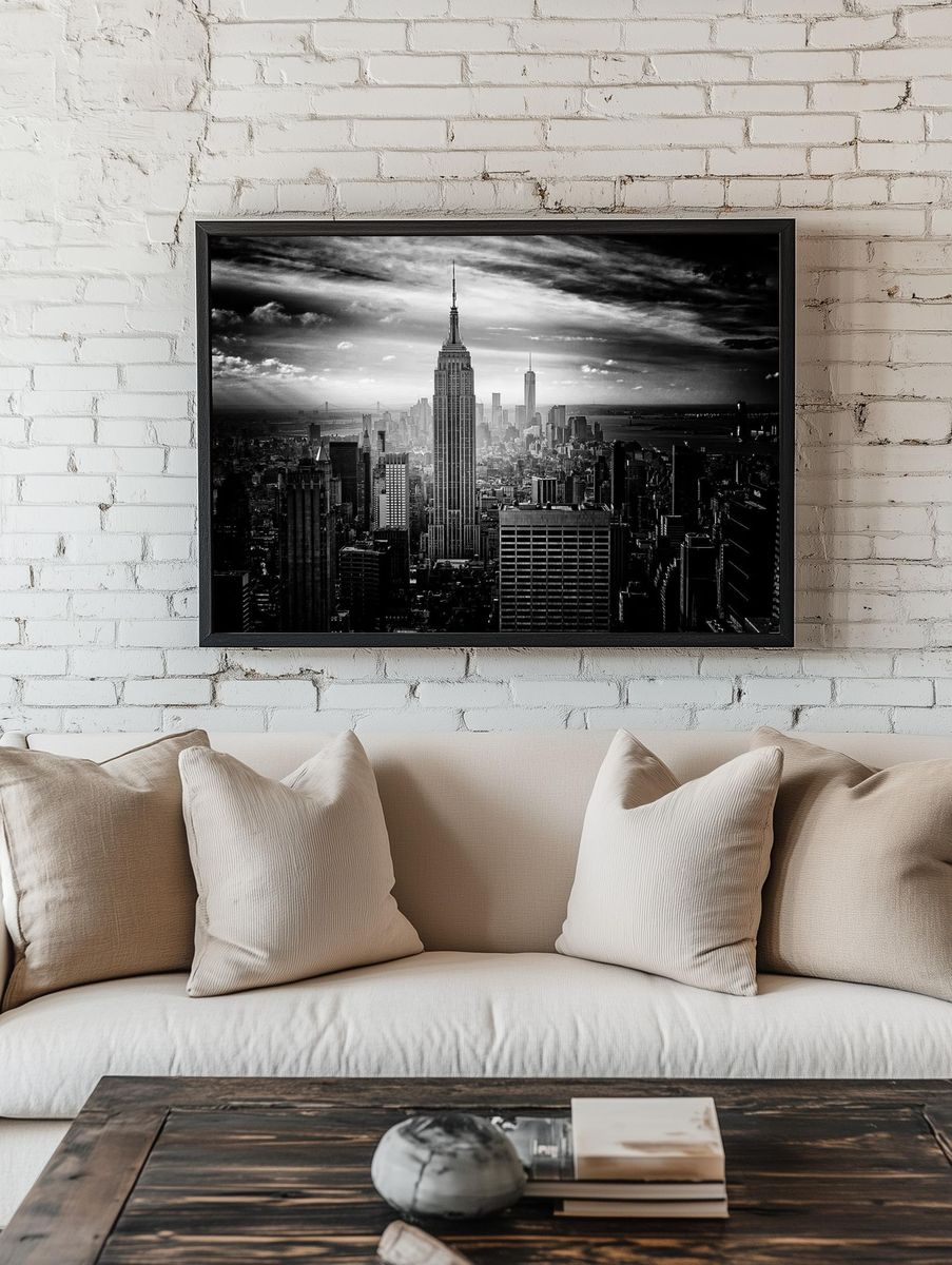 Black white photo Empire State. room preview