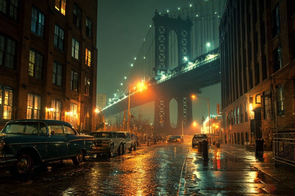 Brooklyn Bridge Night Street Poster. poster — photography art