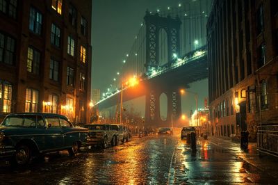 Brooklyn Bridge Night Street Poster. poster