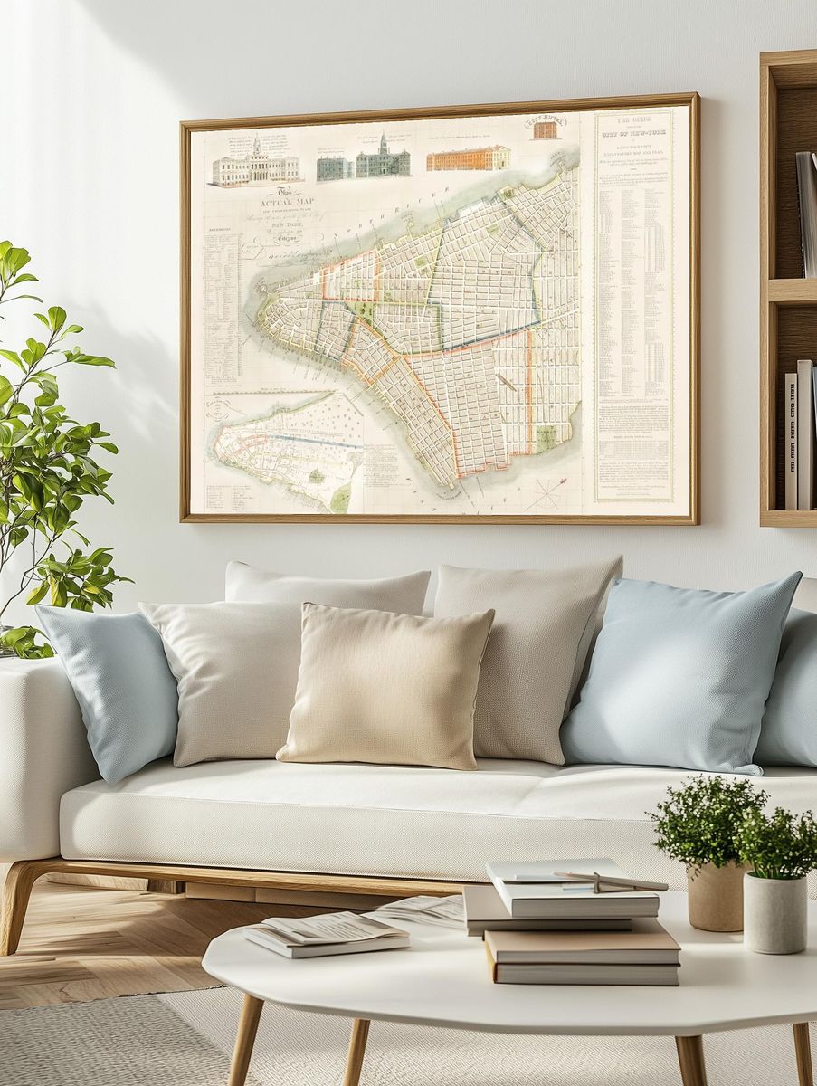 Historical Map of New York City — Vintage Print. — room view 2