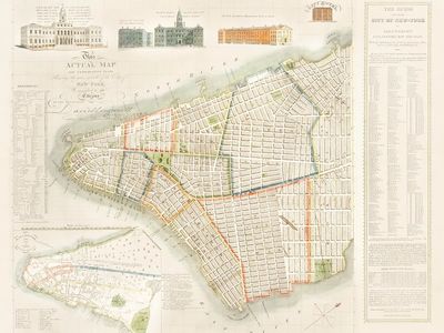 Historical Map of New York City — Vintage Print