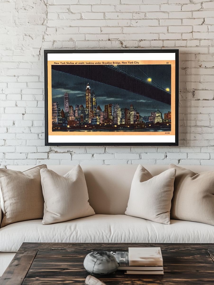 New York Skyline at Night — Vintage Print room preview
