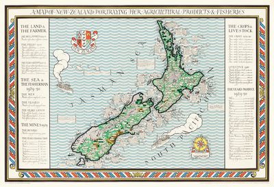 Map of New Zealand — Vintage Print. poster