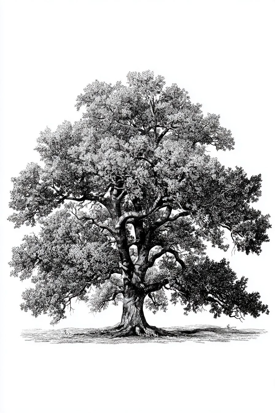 Majestic Oak Tree — Illustration Print. poster — illustration art