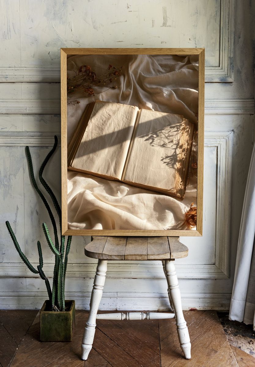 Open Book Still Life Poster. — room view 1