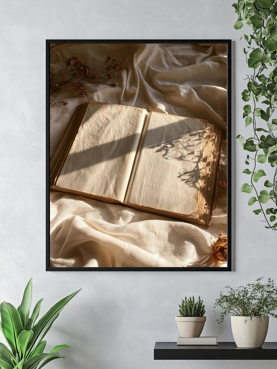 Open Book Still Life Poster. — room view 4