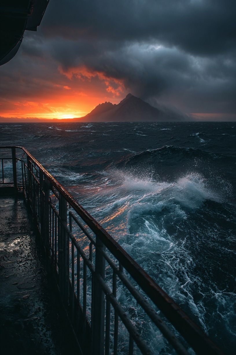 Stormy Ocean Sunset Photography Poster. poster detail