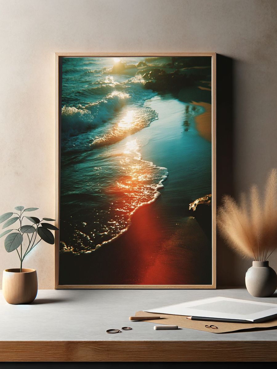 Sunset Waves — Photography Print. — room view 2